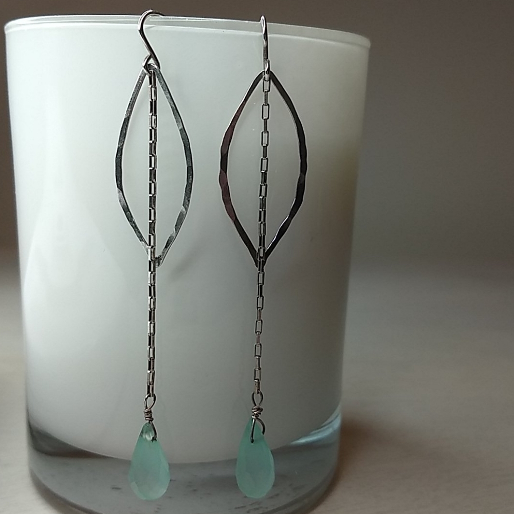 Sterling Silver Earrings with Chalcedony Briolette